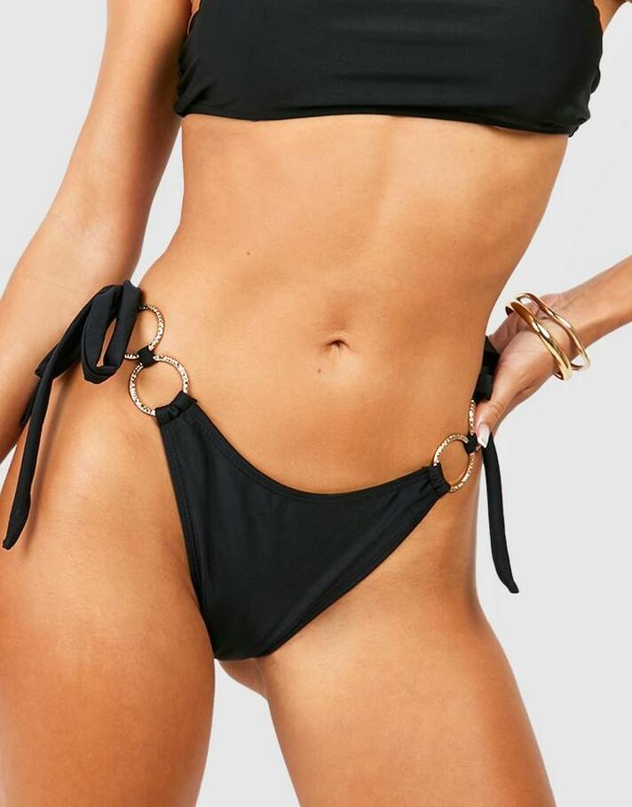 CZARNY DÓŁ OD BIKINI WIĄZANIE