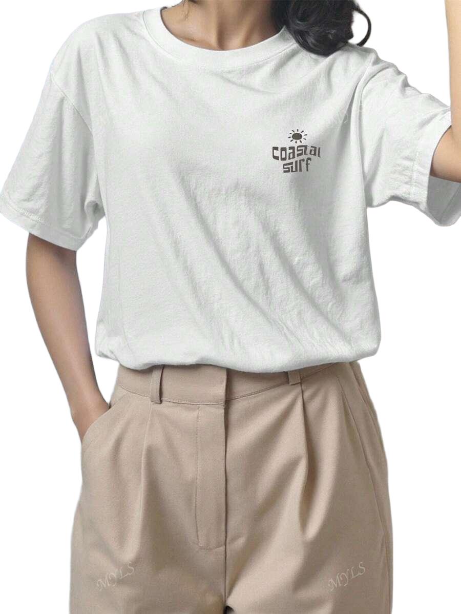 biały t-shirt nadruk
