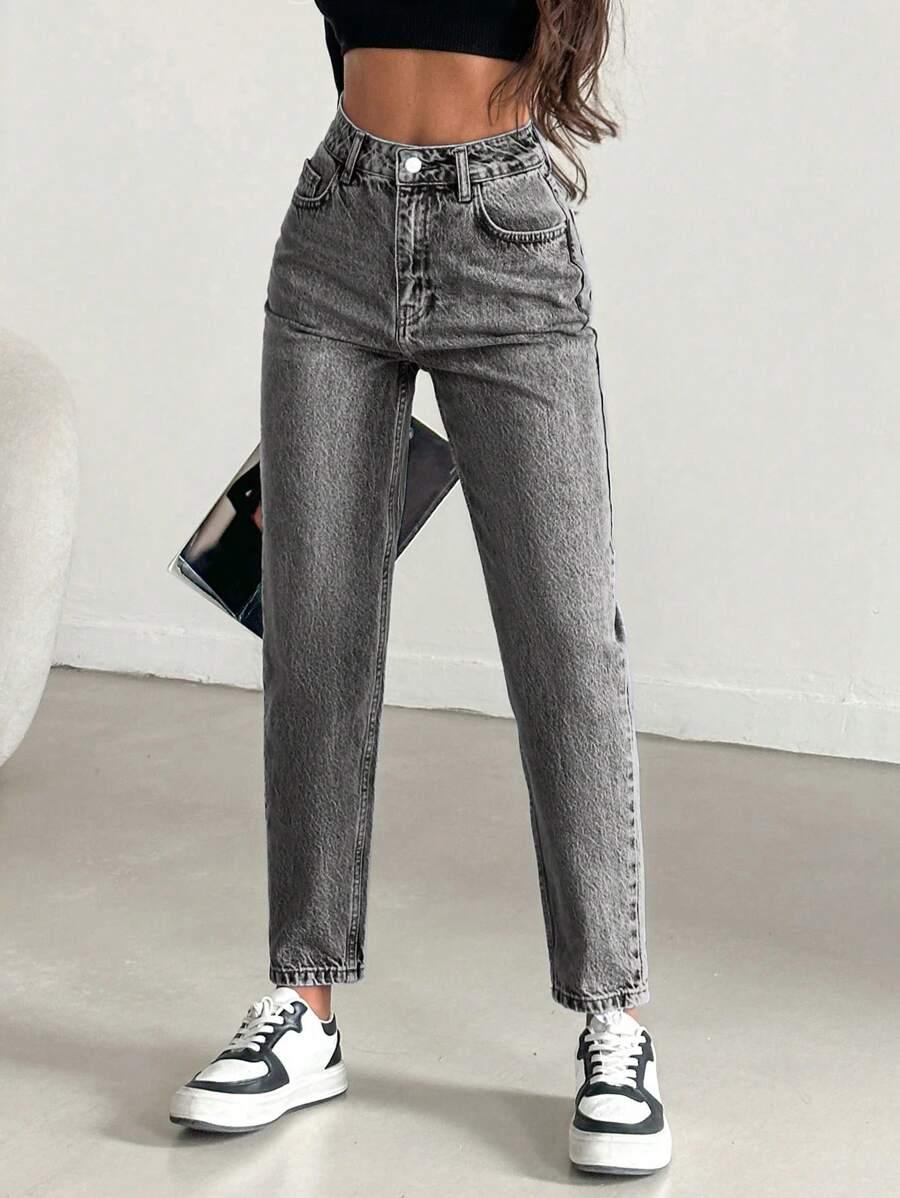 SZARE PROSTE SPODNIE JEANS