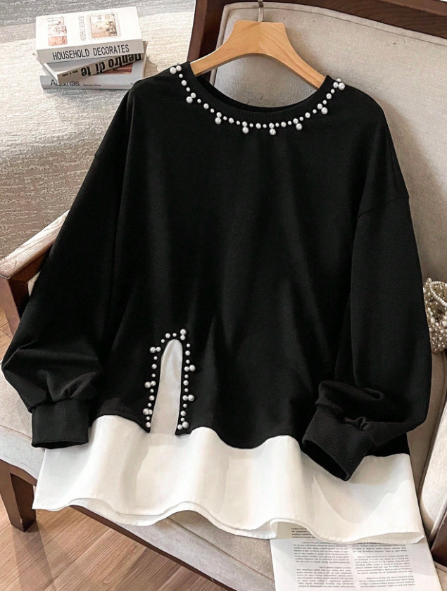 CZARNA BLUZA ZDOBIENIE