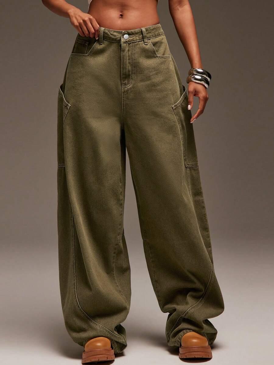 zielone spodnie jeans