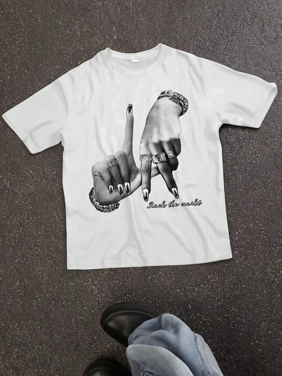 biały t-shirt nadruk