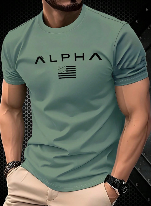 ZIELONY T-SHIRT NADRUK 