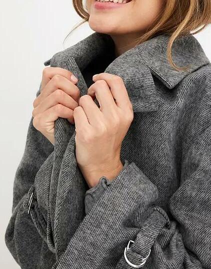 PŁASZCZ DAMSKI OVERSIZE PLUS SIZE DŁUGI RĘKAW BEZ KAPTURA GUZIKI