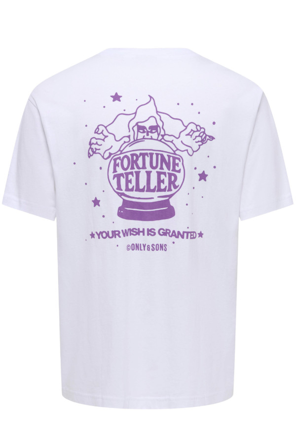 KLASYCZNY BIAŁY T-SHIRT OKRĄGŁY DEKOLT NADRUK