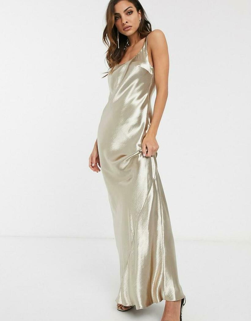 ZŁOTA SUKIENKA MAXI GLAMOUR