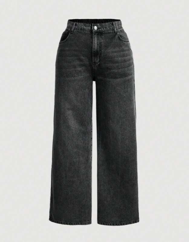 CZARNE SPODNIE JEANS PROSTA NOGAWKA 