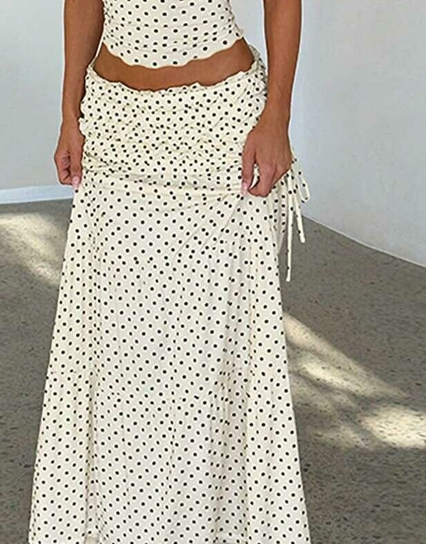 spódnica maxi w groszki