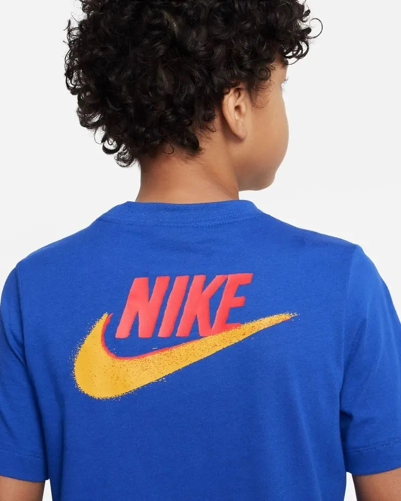 niebieski t-shirt logo FJ5391-480 okrągły dekolt