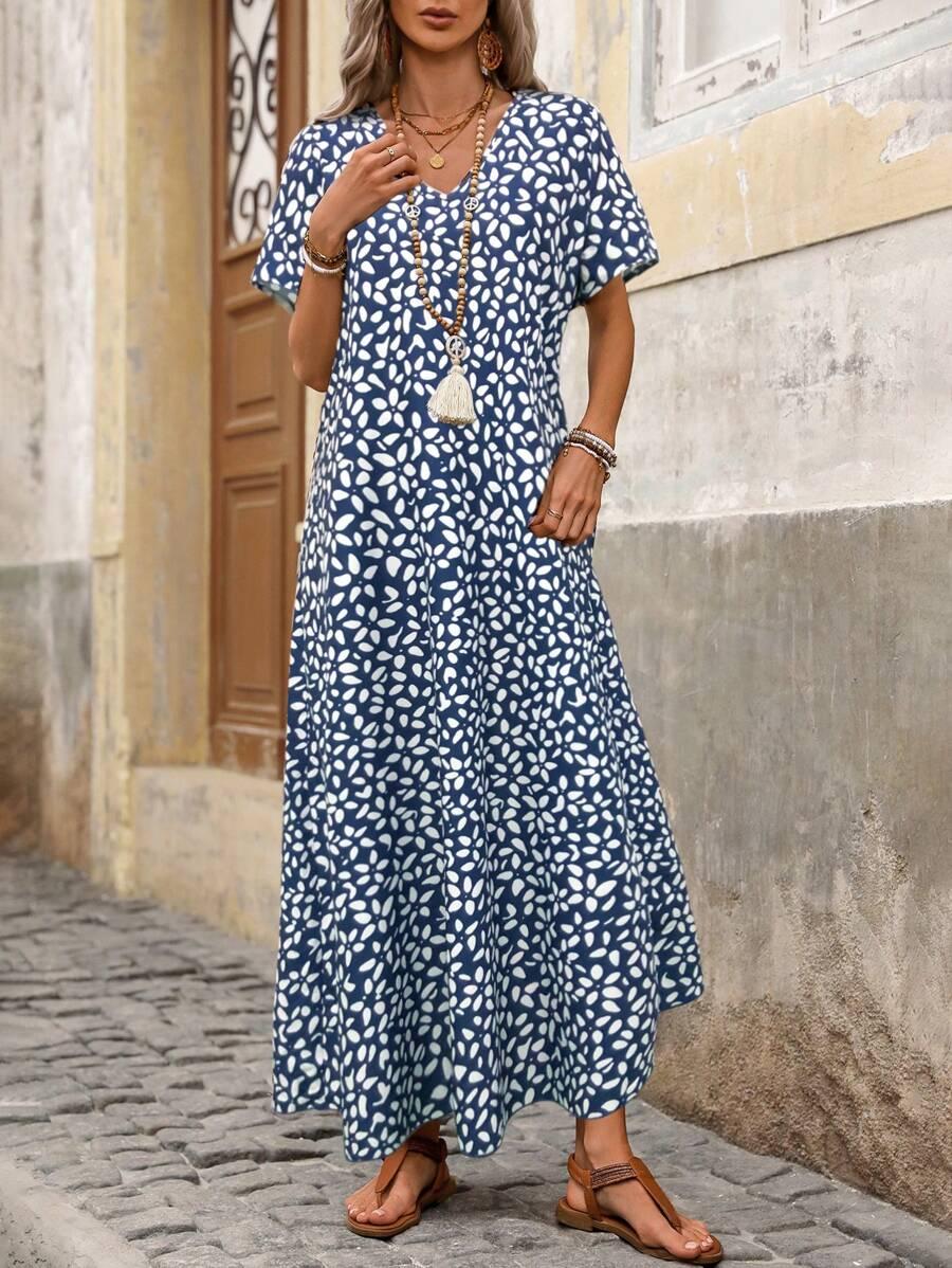 maxi sukienka krótki rękaw