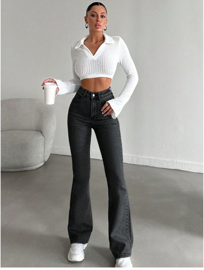 CZARNE SPODNIE JEANS