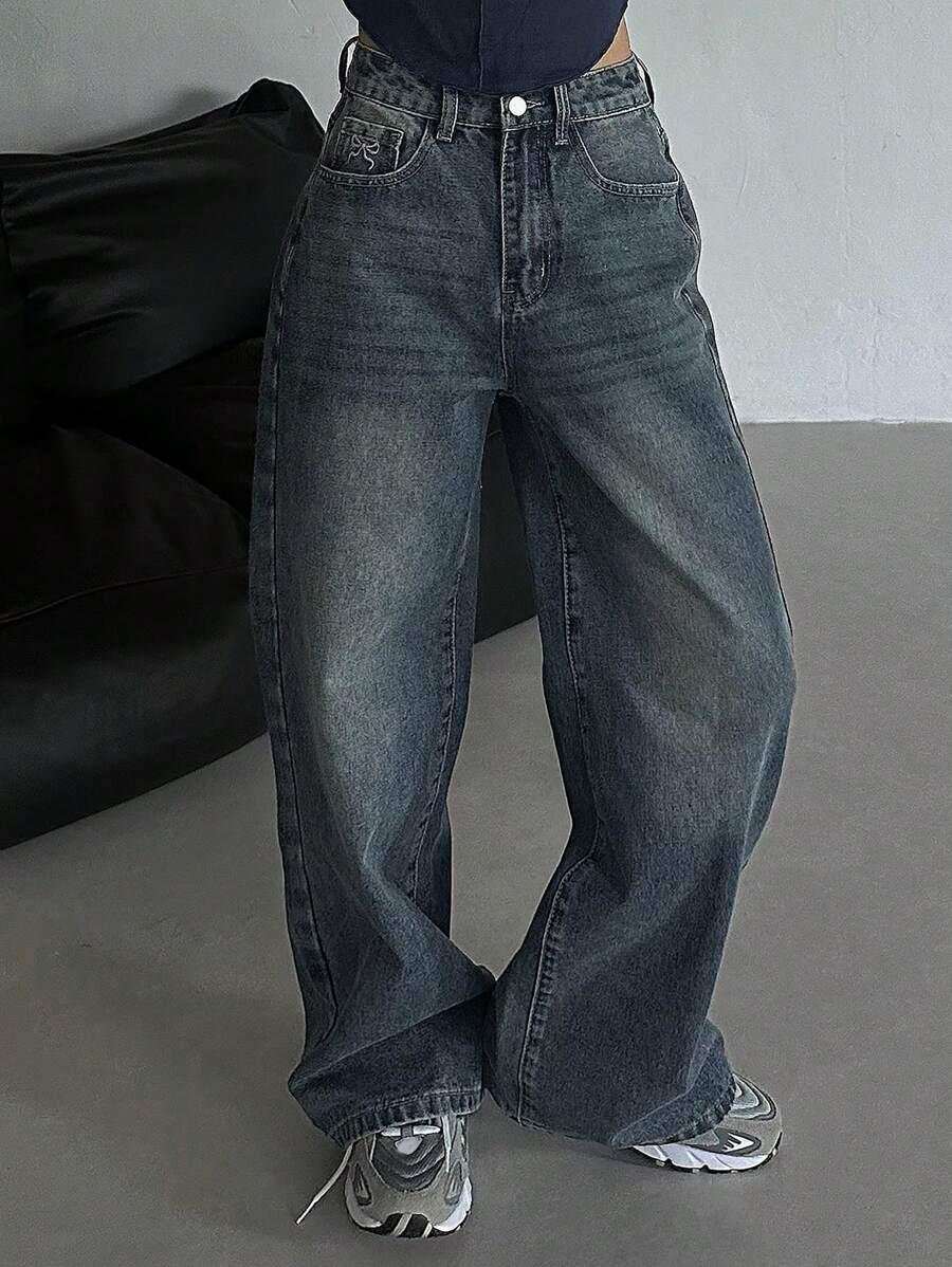 NIEBIESKIE SPODNIE JEANS PROSTA NOGAWKA