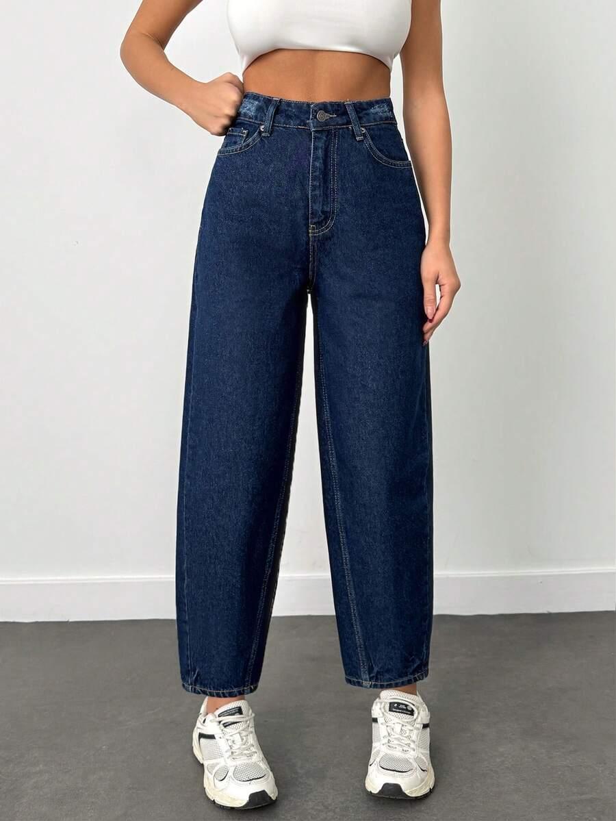 GRANATOWE SPODNIE JEANS