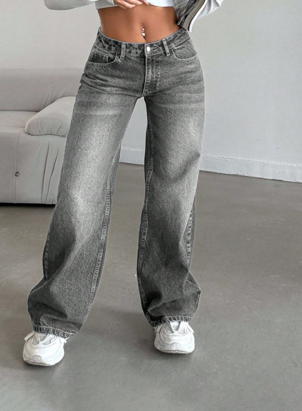 SZARE SPODNIE JEANS