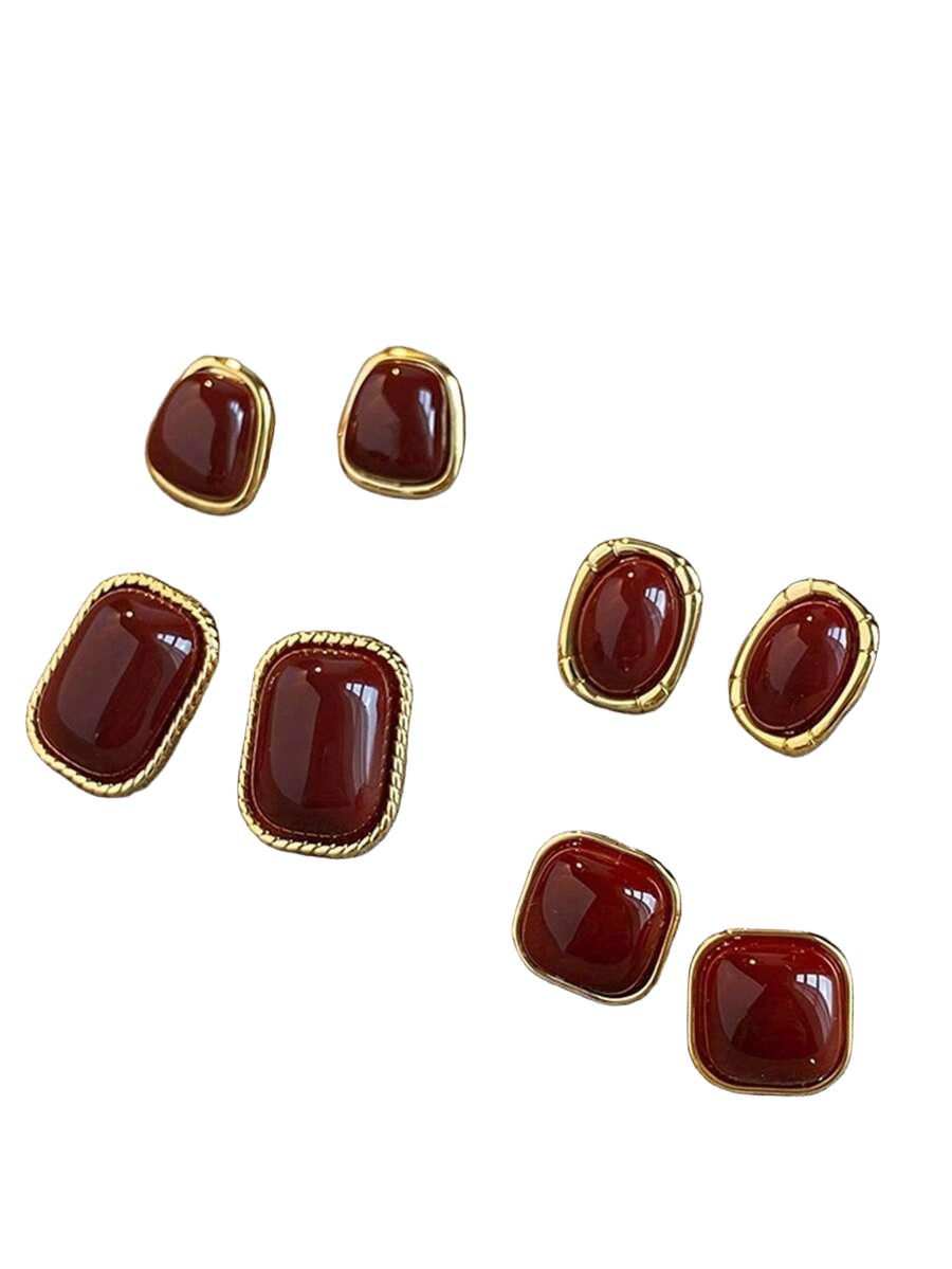 czerwone kolczyki 4-pack