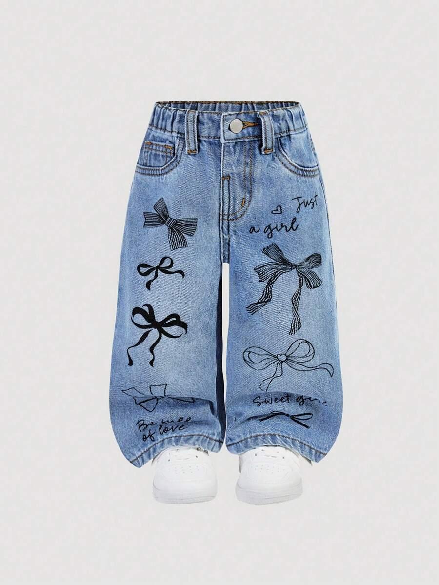 niebieskie jeansy print 