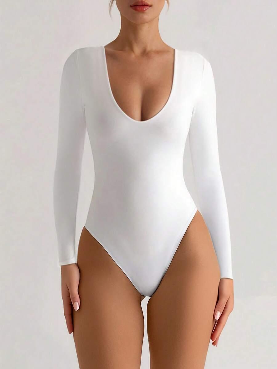 BIAŁE BODY DŁUGI RĘKAW 