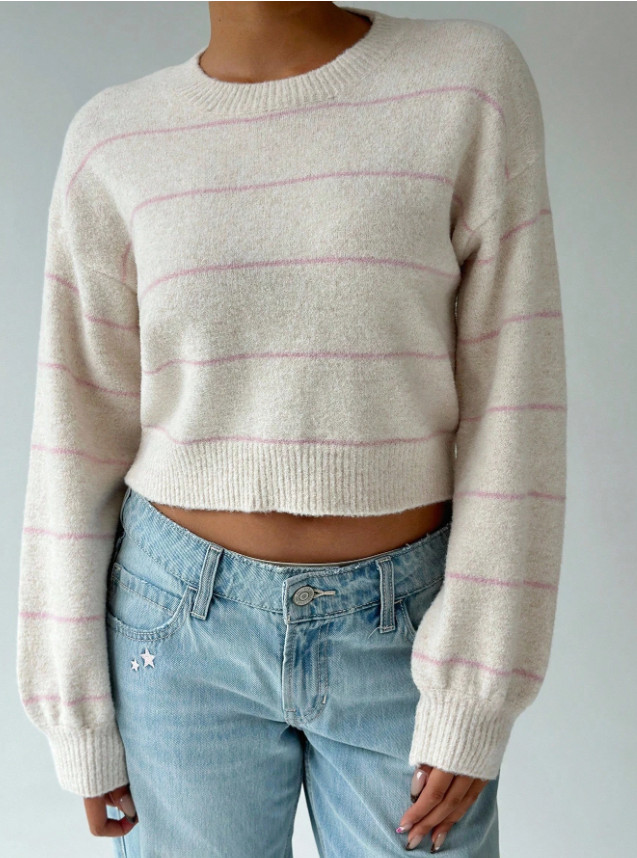 BEŻOWY SWETER PASKI