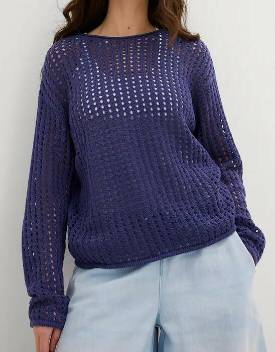 KLASYCZNY SWETER PLUS SIZE OKRĄGŁY DEKOLT DŁUGI RĘKAW 