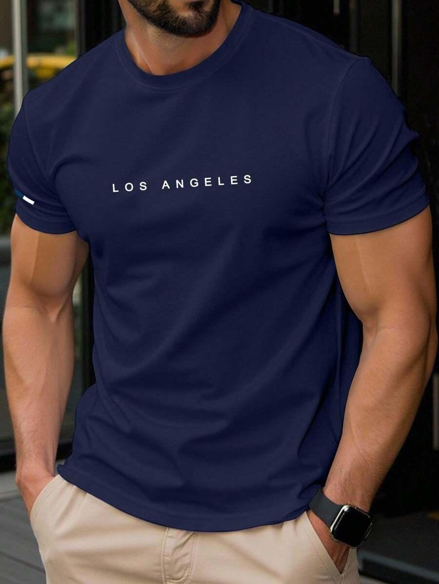 Granatowy t-shirt  z nadrukiem
