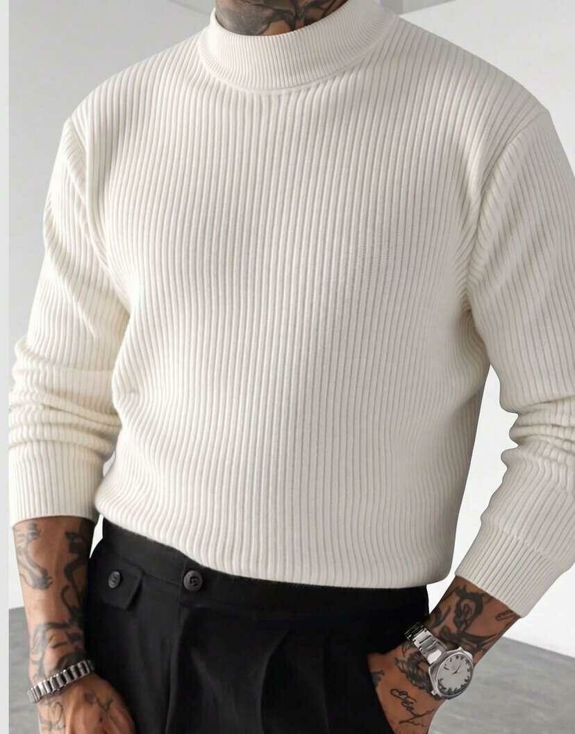 BIAŁY SWETER PRĄŻKI