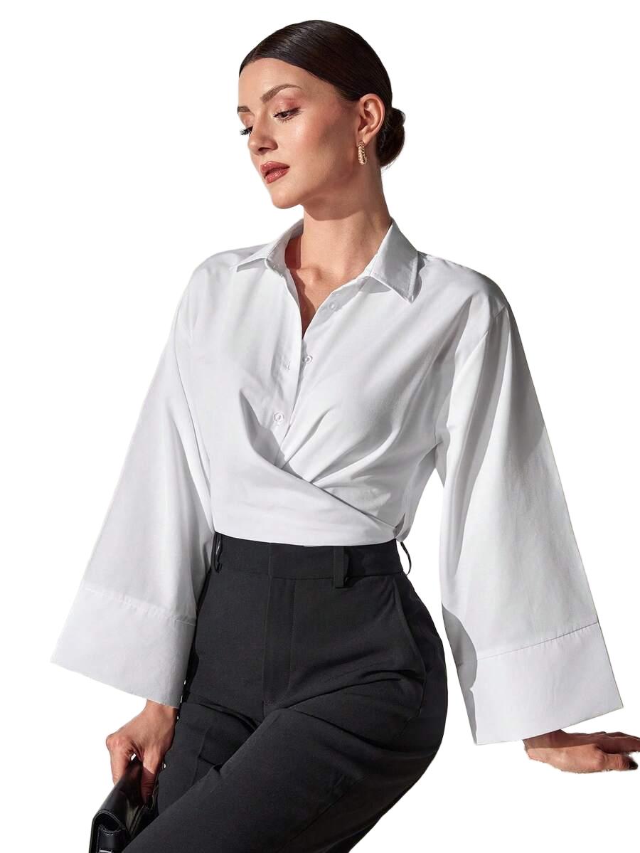 ELEGANCKA KOSZULA KOPERTOWA Z KOŁNIERZYKIEM