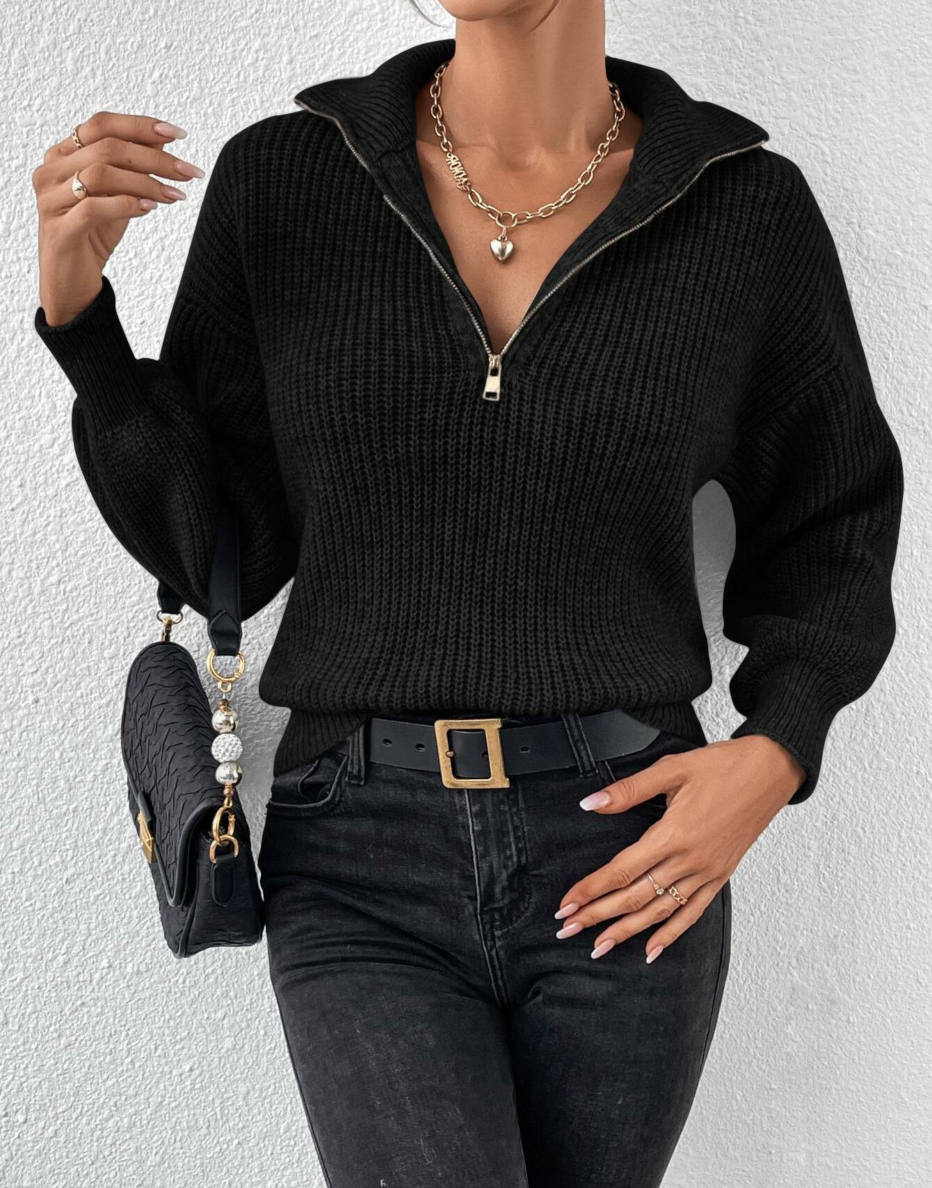 CZARNY SWETER ZAMEK