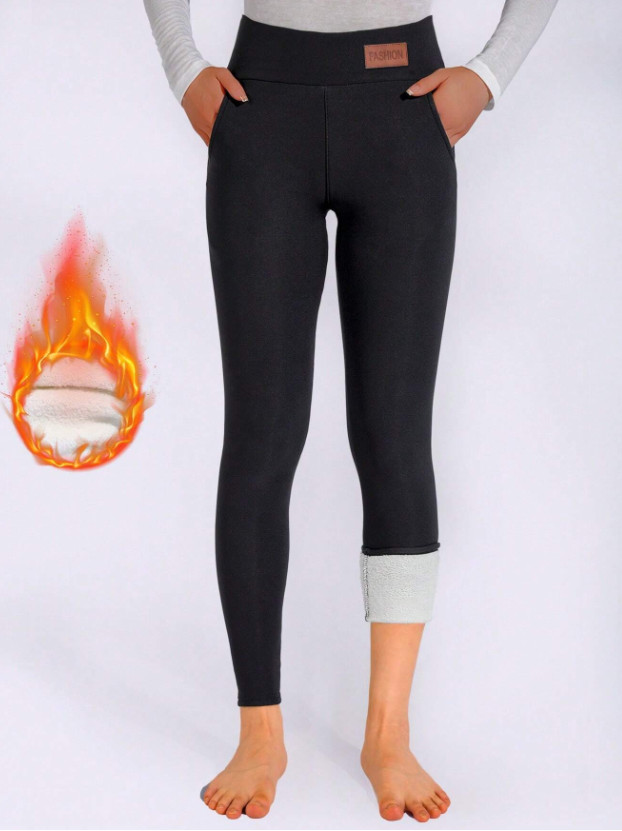 CZARNE OCIEPLANE LEGGINSY 