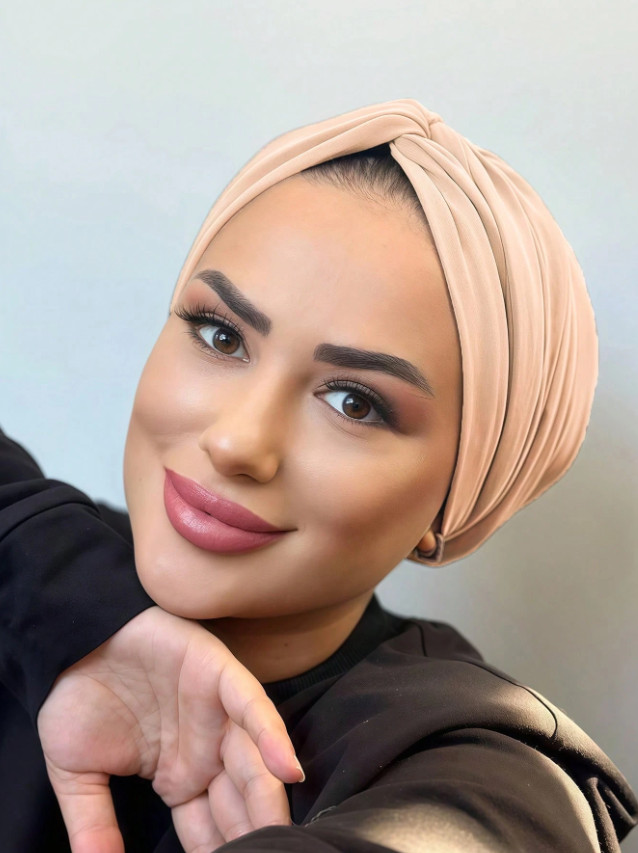 BEŻOWA CHUSTA TURBAN