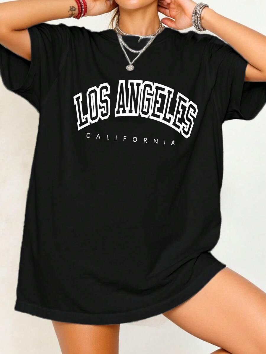 CZARNY T-SHIRT NADRUK 