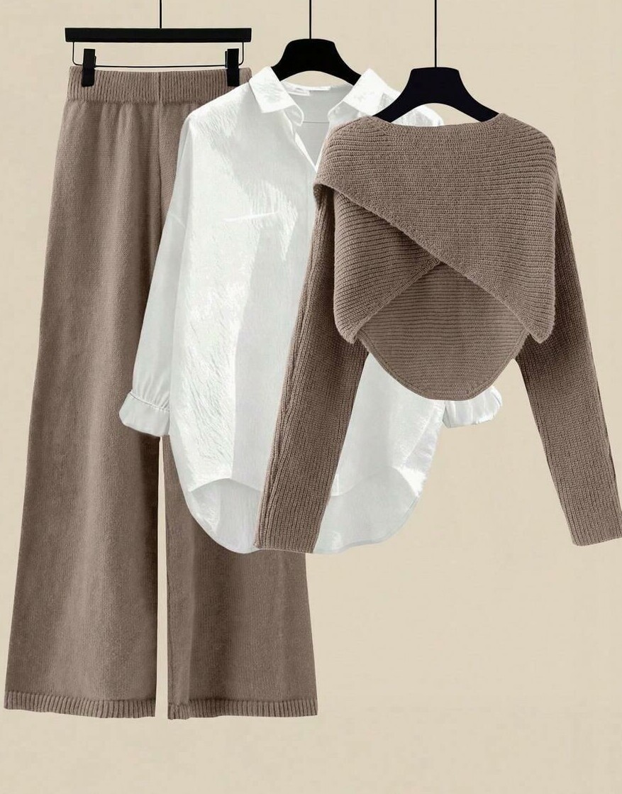 SWETER SPODNIE KOMPLET DZIANINA