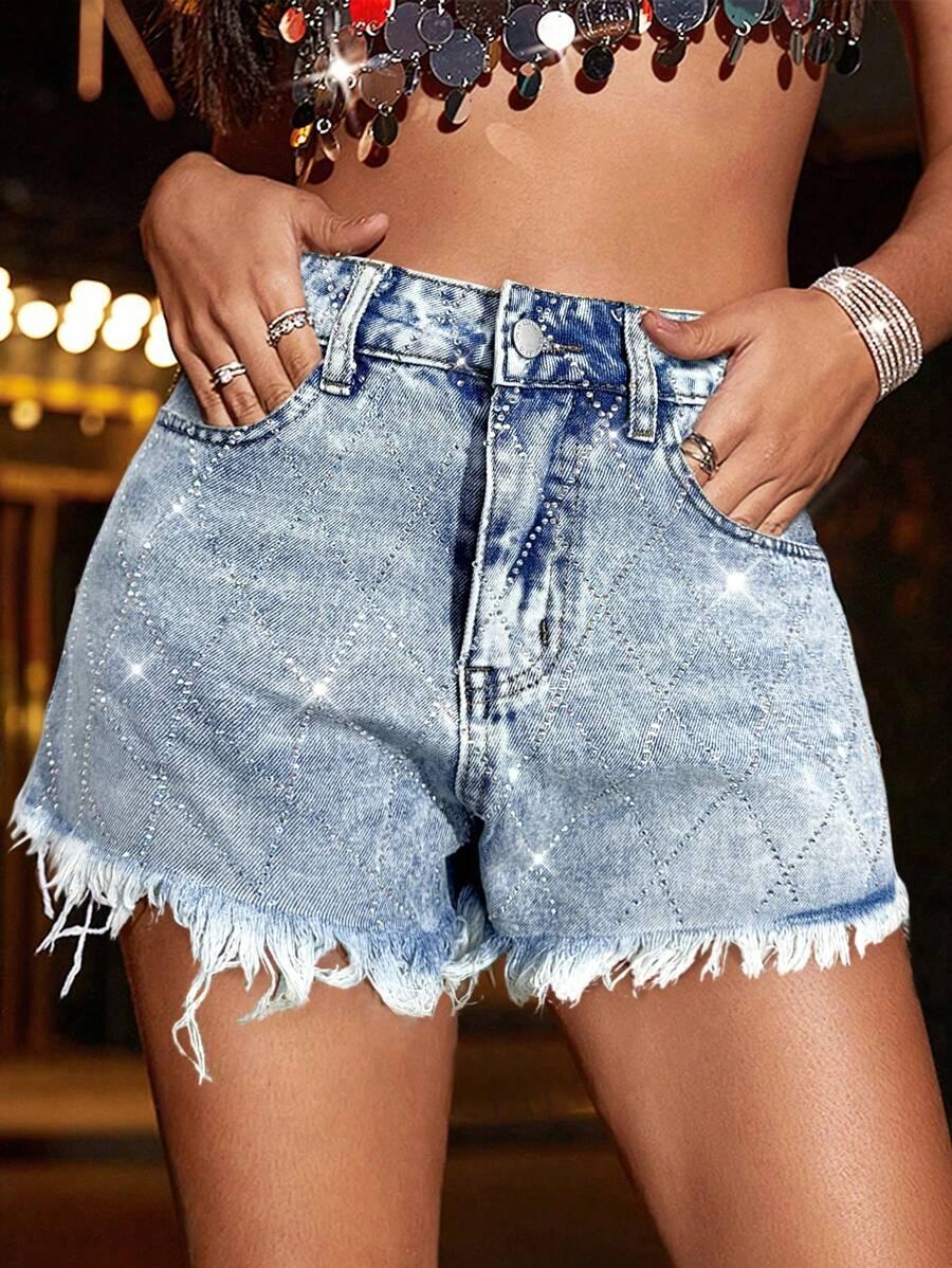 KRÓTKIE SPODENKI JEANS POŁYSK