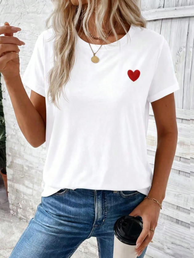 biały t-shirt serce