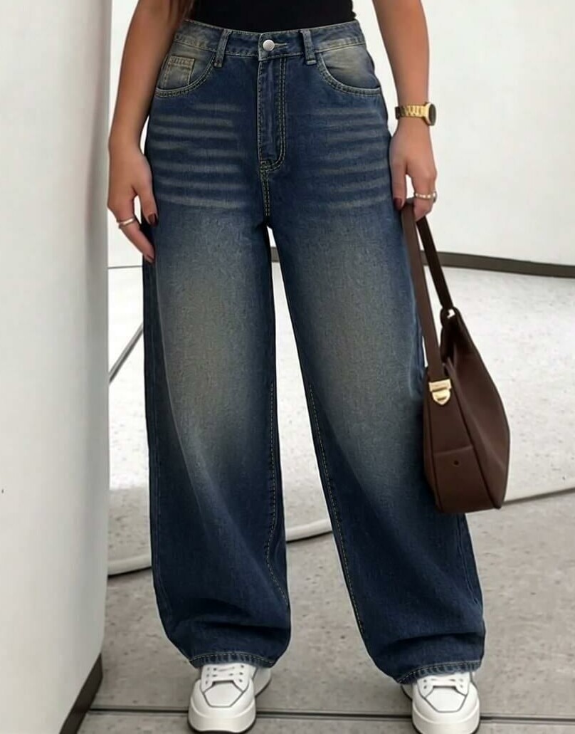 SZEROKIE SPODNIE JEANS WYSOKI STAN