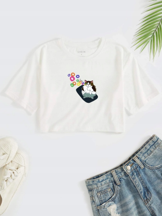BIAŁY T-SHIRT NADRUK