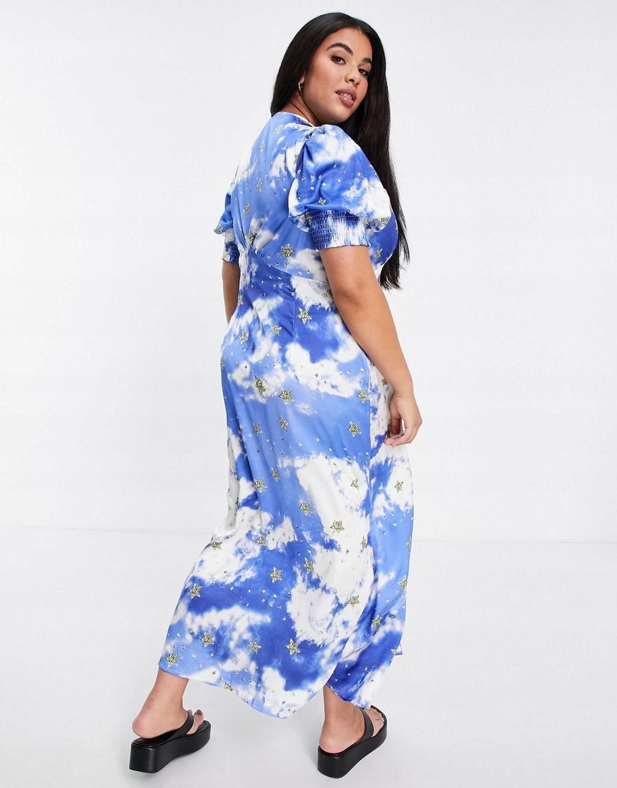satynowa maxi sukienka v neck 