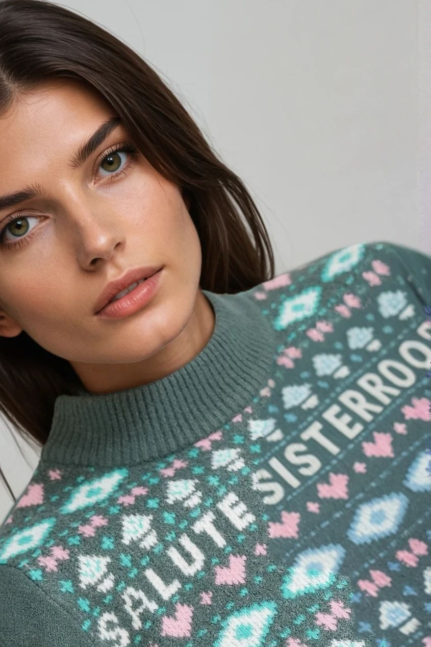 ZIELONY SWETER PRINT