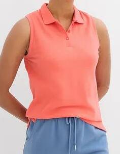 KOSZULKA POLO DAMSKA BAWEŁNIANA REGULAR KORALOWA 
