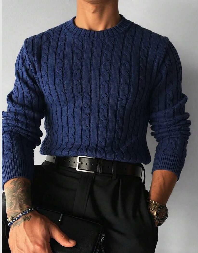 sweter okrągły dekolt tekstura