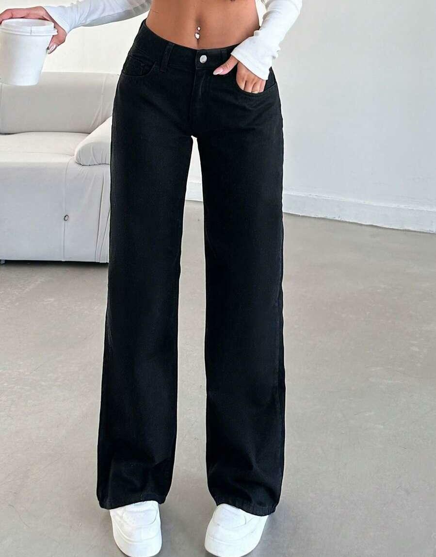 CZARNE SPODNIE JEANS