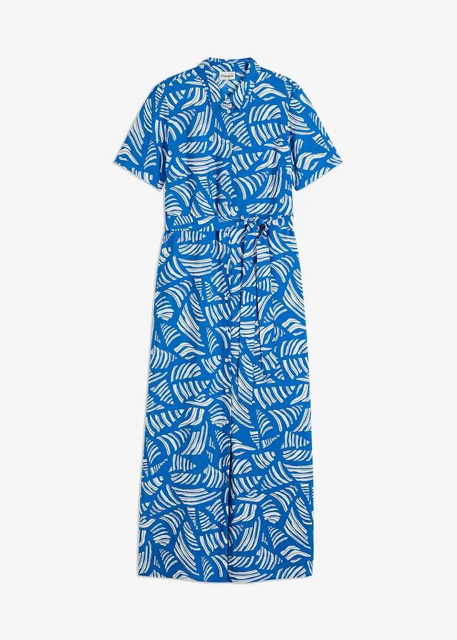 SUKIENKA MAXI PLUS SIZE Z KOŁNIERZYKIEM I GUZIKAMI WISKOZOWA