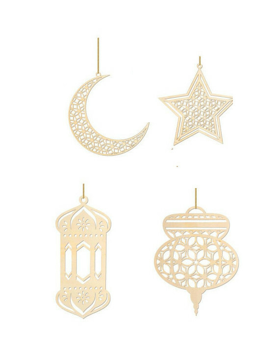 DREWNIANE OZDOBY DO POWIESZENIA 4-PACK