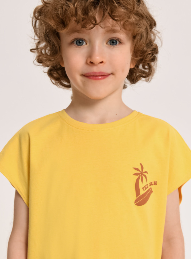 ŻÓŁTY T-SHIRT Z NADRUKIEM