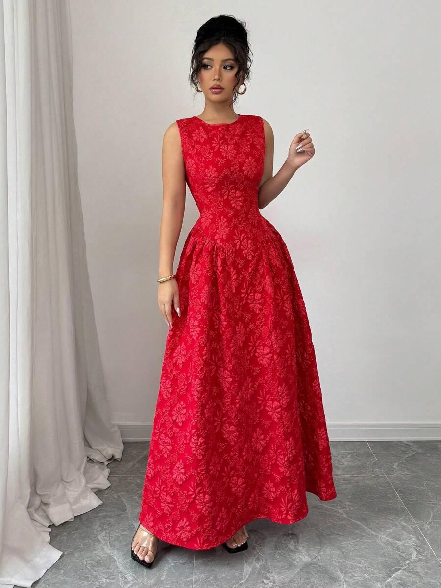 CZERWONA MAXI SUKIENKA