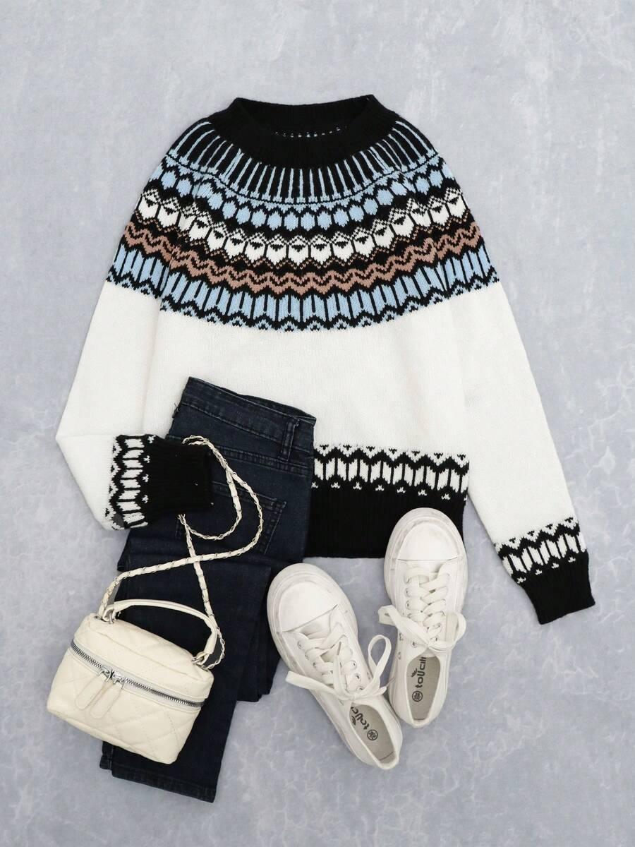 kolorowy sweter print 