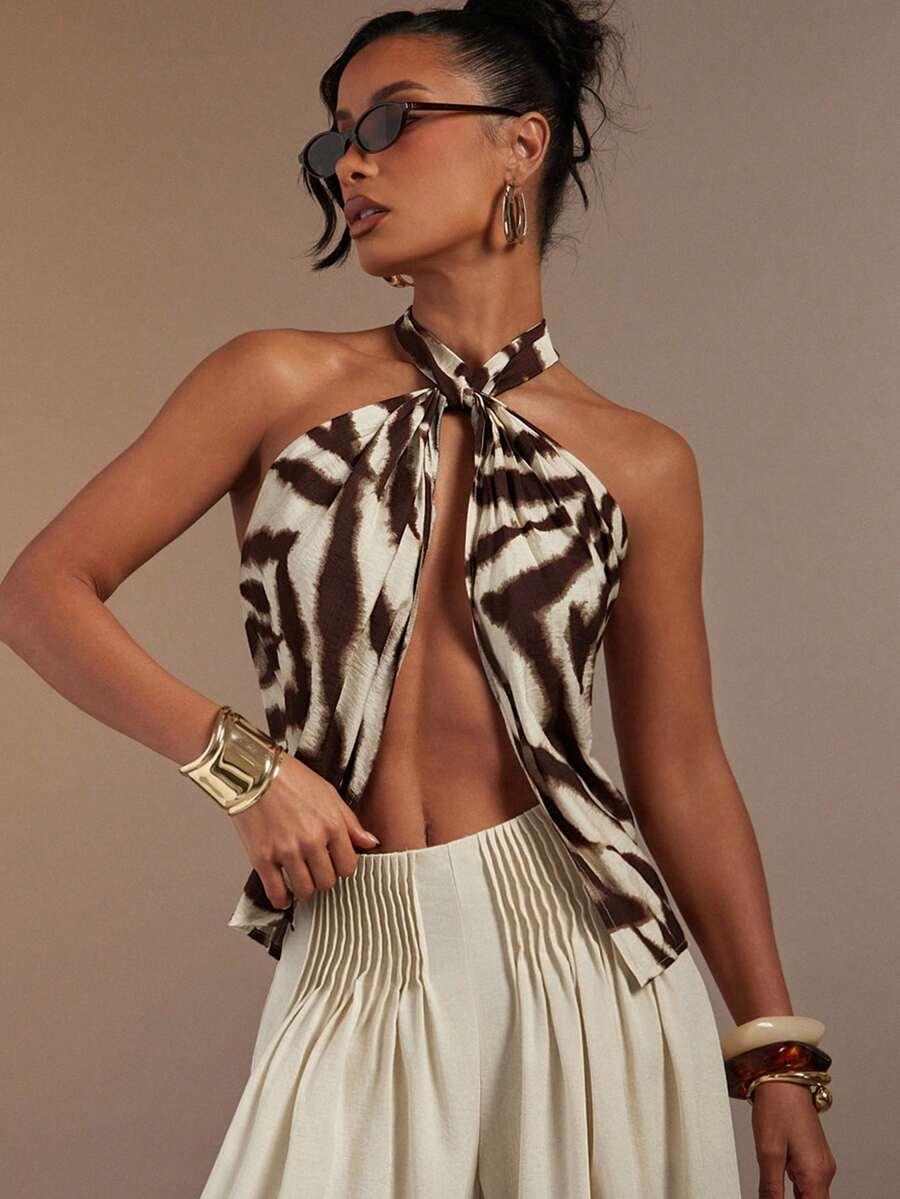 TOP WIĄZANIE ANIMAL PRINT