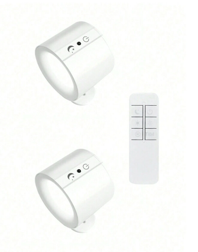 biała lampka nocna pilot 2-pack