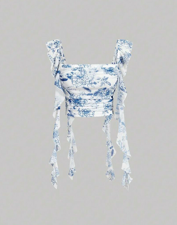 niebieski top print 