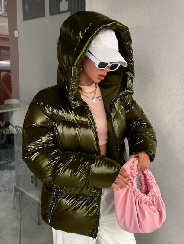 SZARA PIKOWANA KURTKA ZIP