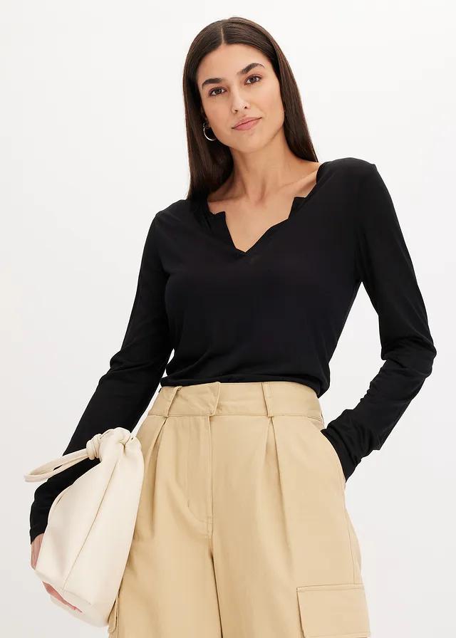 CZARNA BLUZKA V-NECK